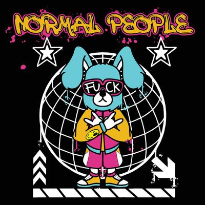 Graffiti rabbit street wear illustration with slogan normal people