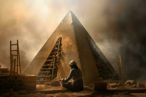 magnífico antiguo egipcio pirámide mujer. generar ai foto