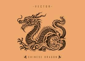 The Ancient Art of Dragon Illustration in Oriental Decorative Style vector