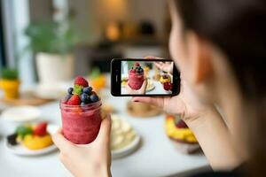 Food blogger phones. Generate ai photo