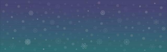 Horizontal background with snowflake snowfall. Abstract  mysterious purple and green background. Christmas vector card. Winter Christmas and New Year background. Vector illustration.