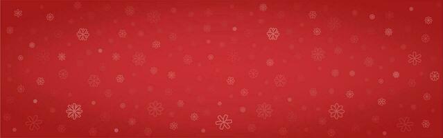 Horizontal background with snowflakes and snowfall. Abstract red  background. Christmas backdrop. Winter Christmas and New Year background. Vector illustration.