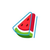 Slice of 3d watermelon. Fruit illustration for farm market menu.Vector Isolated on white background. vector