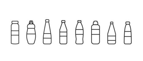 Set of Water Bottle line shapes, vector illustration Isolated on white background.