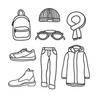 Set of men clothing and accessories. Fashion and style elements. Isolated on white background. vector