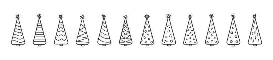 Christmas tree line icon set. vector