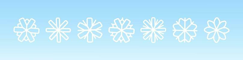Set white snowflakes. Isolated on white blue background. Vector illustration. For greeting card, invitation, tag.