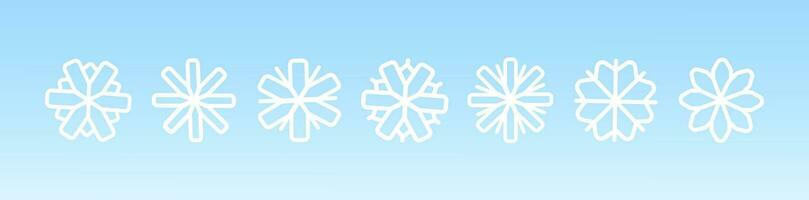 Set white snowflakes. Isolated on white blue background. Vector illustration. For greeting card, invitation, tag.