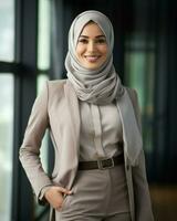 A professional Muslim business woman. Generative AI photo