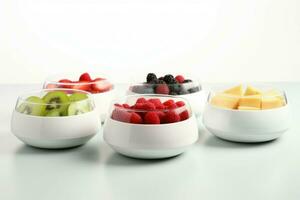 Bowl automatic yogurt maker with drink fruits. Generate Ai photo