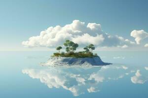 Serene Floating island clouds. Generate Ai photo