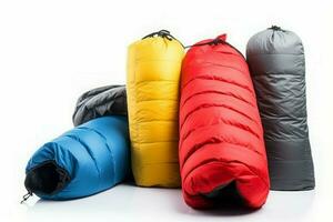 Sleeping bags on white background. Generate Ai photo