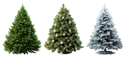 Collection of Christmas tree ornaments, decorations for celebration, isolated on transparent background, generative ai png