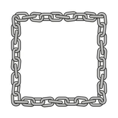 Metal chain in shape of square. Isolated illustration.