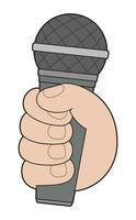 Vector hand with microphone. Isolated illustration.