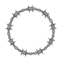 Barbed wire drawing in the form of a circle. Vector illustration isolated.