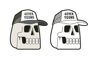 Vector illustration of skull head wearing a cap.