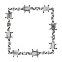 Barbed wire in shape of square. Isolated illustration. vector