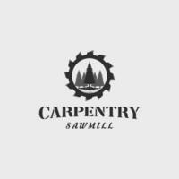 carpentry logo vintage vector illustration template icon graphic design