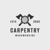 ax and wood  saw carpentry logo vintage vector illustration template icon graphic design