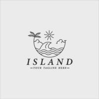 beach island logo line art vector illustration template graphic design