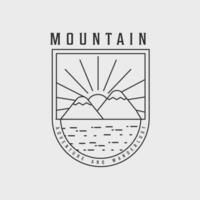 mountain emblem line art logo simple vector illustration template icon graphic badge design