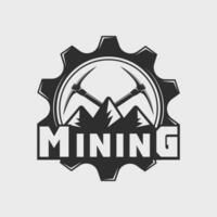 mining  logo line art vintage vector illustration template icon graphic design