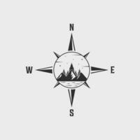 Compass Mountain logo vintage vector illustration template icon graphic design