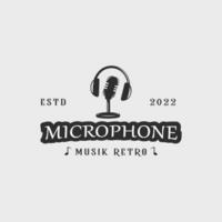 microphone logo vintage vector illustration template icon graphic design