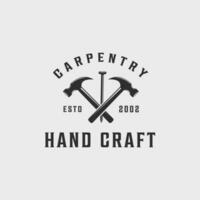 hammer and nails carpentry logo vintage vector illustration template icon graphic design