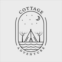 cabin cottage house logo line art vector illustration template graphic design