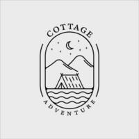 cabin cottage house logo line art vector illustration template graphic design