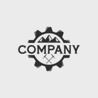 mining logo line art vintage vector illustration template icon graphic design