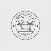 beach island logo line art vector illustration template graphic design