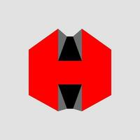 The red 3D H brand name monogram. hexagon H icon vector