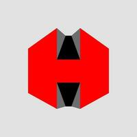 The red 3D H brand name monogram. hexagon H icon vector