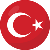 Turkey flag circle 3D cartoon style. png