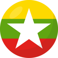 Myanmar flag circle 3D cartoon style. png