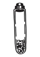 Test tube outline doodle. Chemistry or biology laboratory, education, experiment clip art. Hand drawn vector illustration isolated on white.