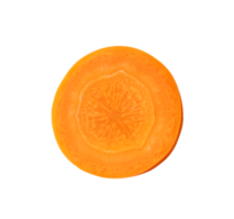 Single fresh beautiful carrot slice isolated with clipping path in png file format