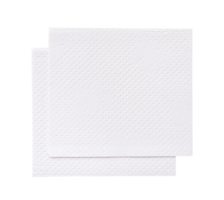 Two folded pieces of white tissue paper or napkin in stack tidily prepared for use in toilet or restroom isolated with clipping path in png format