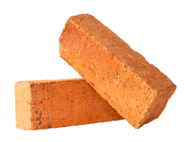 Cracked old red or orange bricks in stack or cross shape isolated with clipping path in png file format
