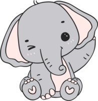 Baby Elephant Sitting cartoon doodle png