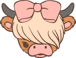 Baby Highland Cow with Bow png