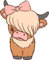 Baby Highland Cow with Bow png