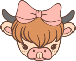 Baby Highland Cow with Bow png