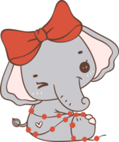 Christmas Elephant with Red Bow png
