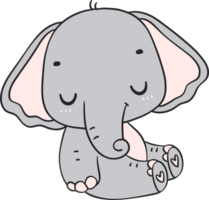 Baby Elephant Sleeping cartoon doodle png