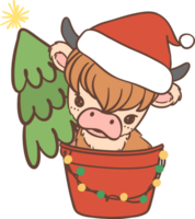 Christmas cow cartoon kid png