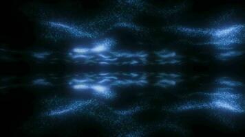 Blue color digital particles waves flow cyberspace abstract motion technology background concept. Video 4k, motion design
